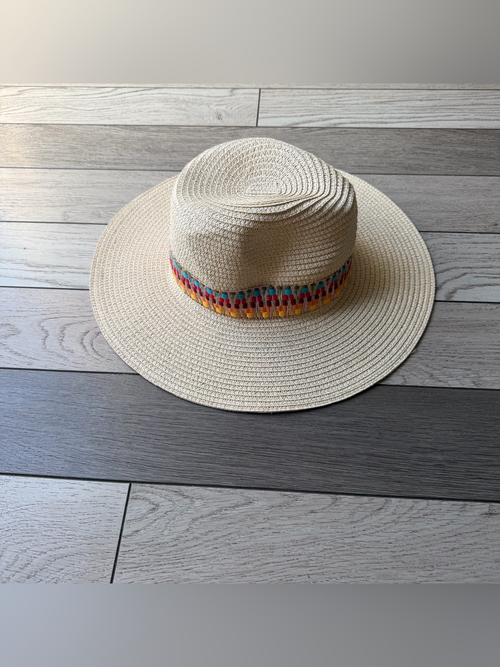 Do everything in Love Natural Straw Sun Hat with White Tag 100% paper one size